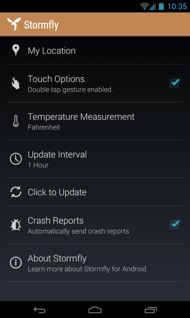 Stormfly settings