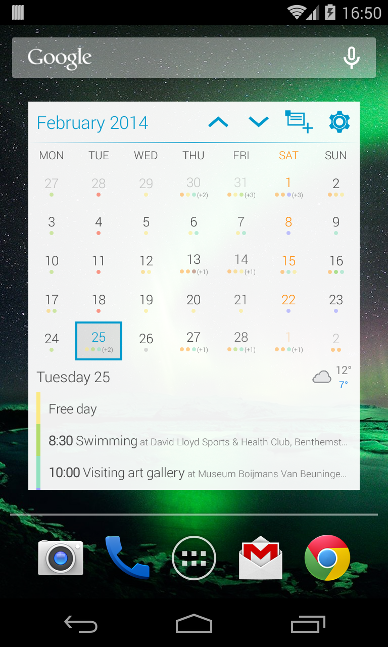Month calendar widget holo light